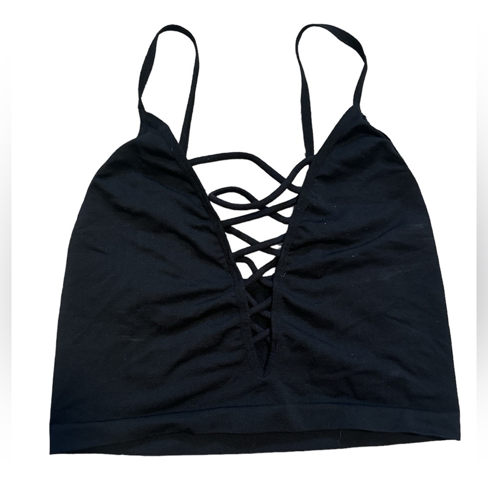corset lacing crop top stretchy material Medium